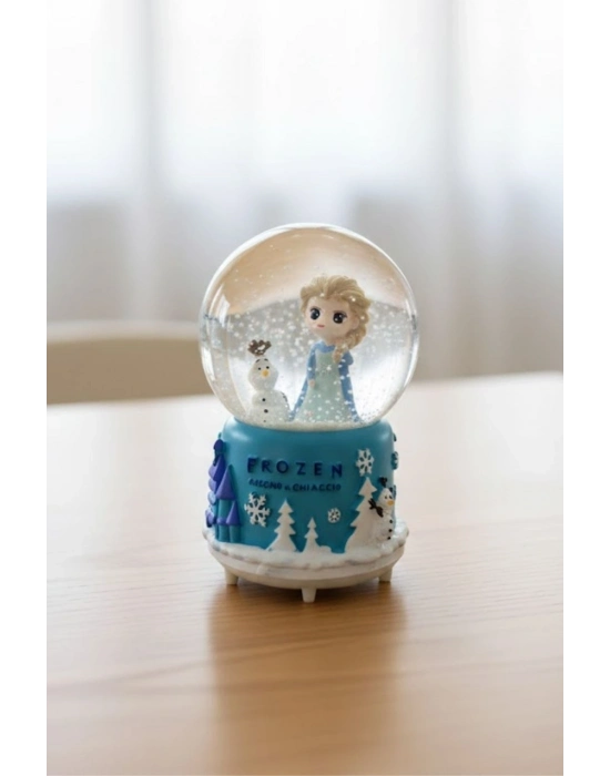 ® Pilli Işıklı Müzikli Kar Küresi–frozen Karlar Ülkesi Figürlü Eğlenceli Masaüstü Biblo, LED Aydınlatmalı Dekoratif Hediyelik Kar Küresi