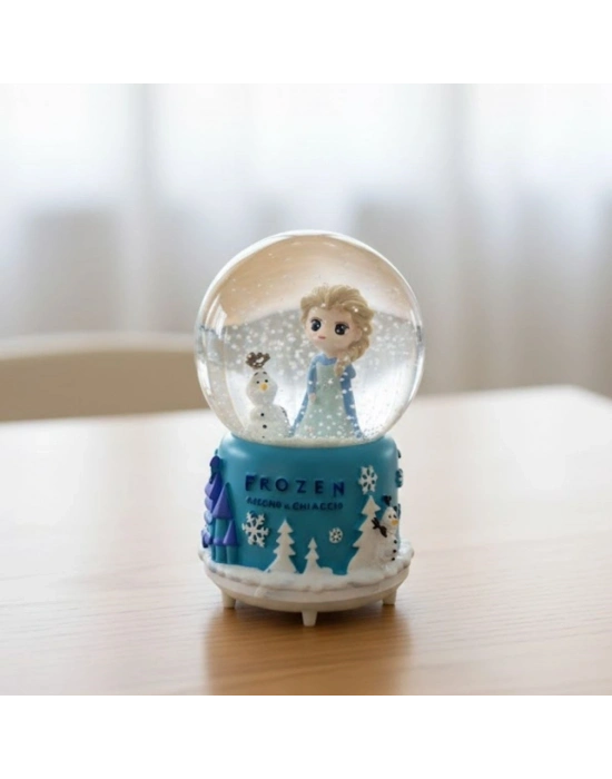 ® Pilli Işıklı Müzikli Kar Küresi–frozen Karlar Ülkesi Figürlü Eğlenceli Masaüstü Biblo, LED Aydınlatmalı Dekoratif Hediyelik Kar Küresi