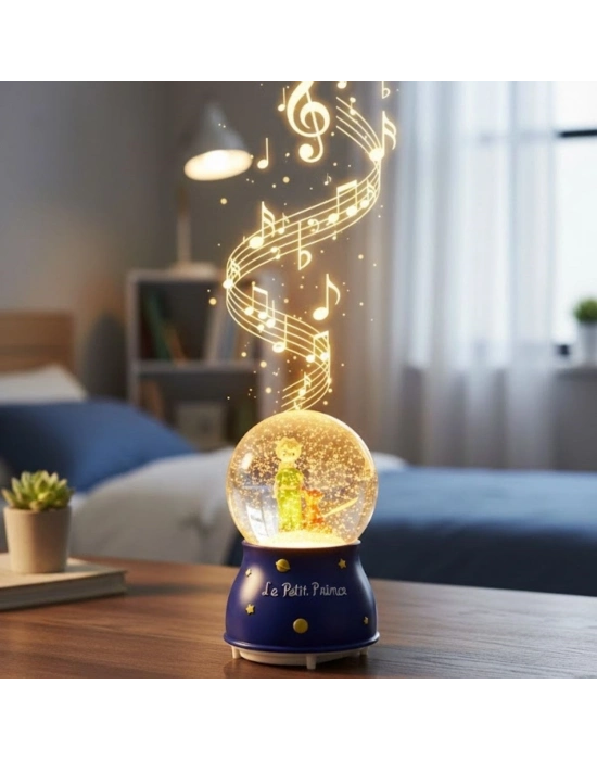 ® Pilli Işıklı Müzikli Kar Küresi–Le Petit Küçük Prens Figürlü Eğlenceli Masaüstü Biblo, LED Aydınlatmalı Dekoratif Hediyelik Kar Küresi