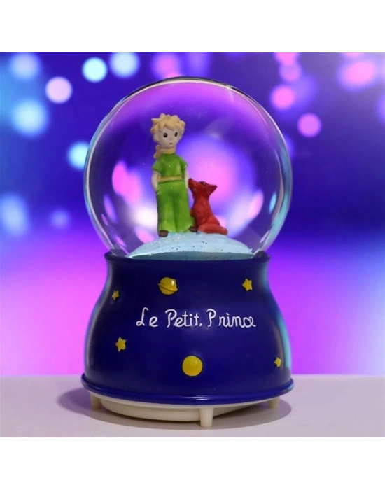 ® Pilli Işıklı Müzikli Kar Küresi–Le Petit Küçük Prens Figürlü Eğlenceli Masaüstü Biblo, LED Aydınlatmalı Dekoratif Hediyelik Kar Küresi