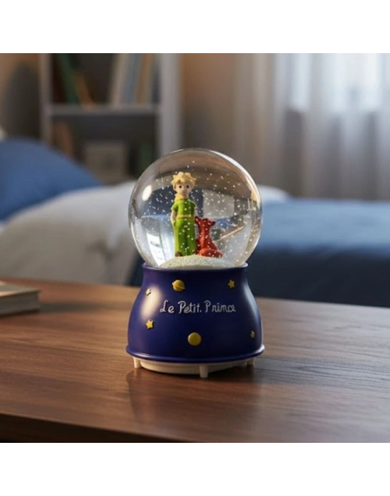 ® Pilli Işıklı Müzikli Kar Küresi–Le Petit Küçük Prens Figürlü Eğlenceli Masaüstü Biblo, LED Aydınlatmalı Dekoratif Hediyelik Kar Küresi