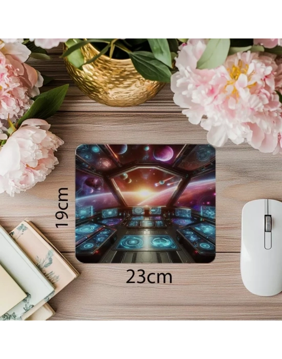 Pilot Bakış Açısıyla Uzay Mouse Pad - 19x23 cm 2 mm Dikdörtgen İthal Baskılı Mouse Pad