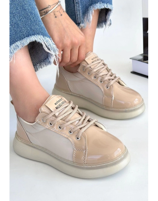 Piona Bej Rugan Bağcıklı Spor Ayakkabı