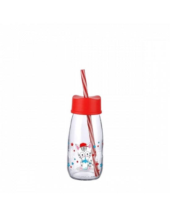 Pipetli Su Ve Süt Şişesi Cam 250 Ml - Kırmızı