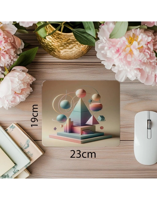 Piramit ve Daire Karışımlı Modern Mousepad - 19x23 cm 2 mm Dikdörtgen İthal Baskılı Mouse Pad