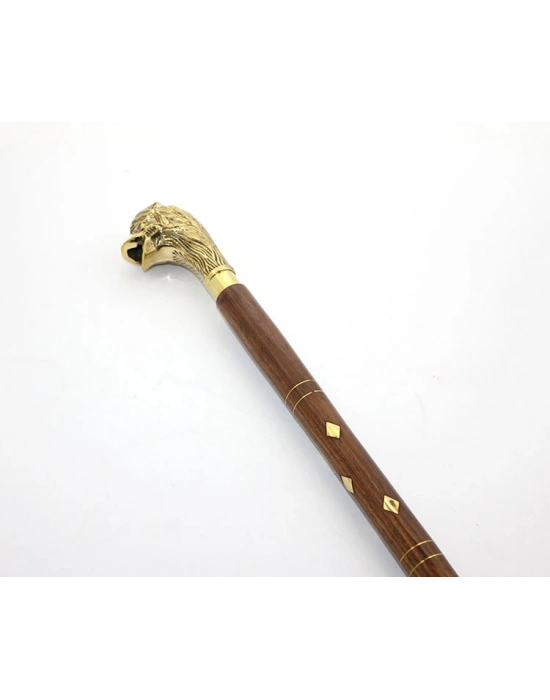 Pirinç Aslan Büstü Baston Model 2