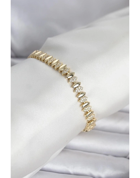 Pirinç Gold Renk Arpa Model Kadın Bileklik