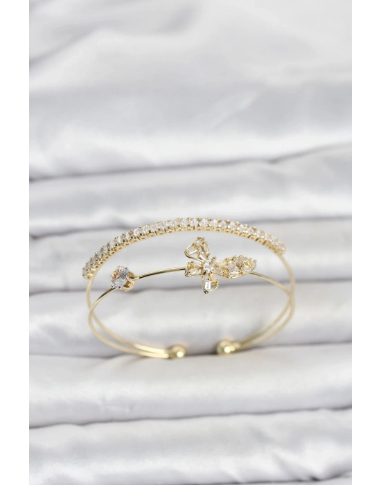 Pirinç Gold Renk Kelebek Model Kadın Bileklik