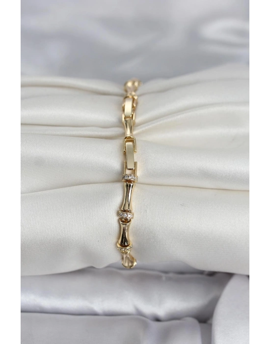 Pirinç Gold Renk Kemik Model Kadın Bileklik