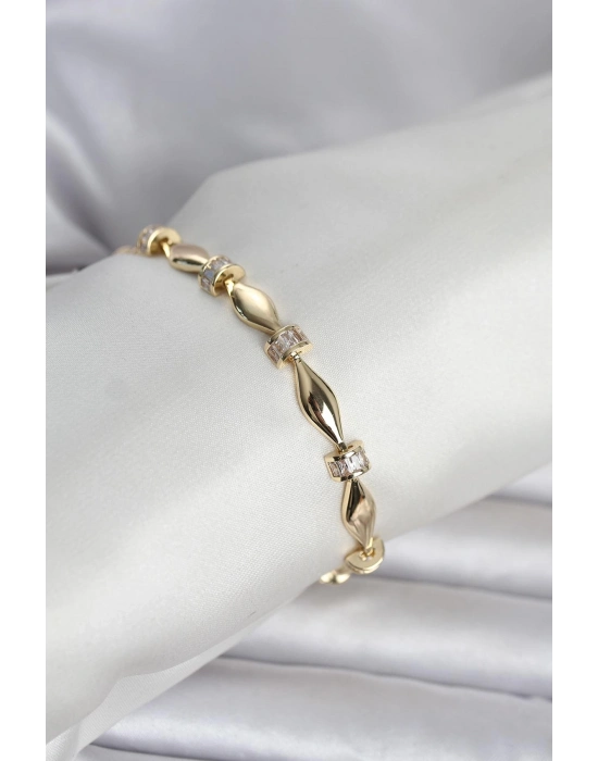 Pirinç Gold Renk Sütun Model Kadın Bileklik