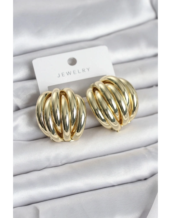 Pirinç Gold Renk Vintage Kadın Küpe