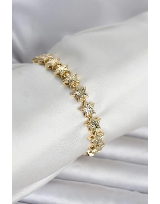 Pirinç Gold Renk Yıldız Model Kadın Bileklik