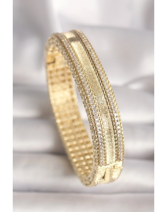 ® Pirinç Gold Renk Zirkon Taşlı Bileklik
