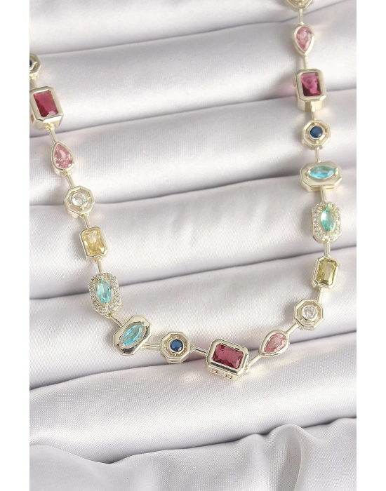 ® Pirinç Gold Renk Zirkon Taşlı VIP Seri Kadın Kolye