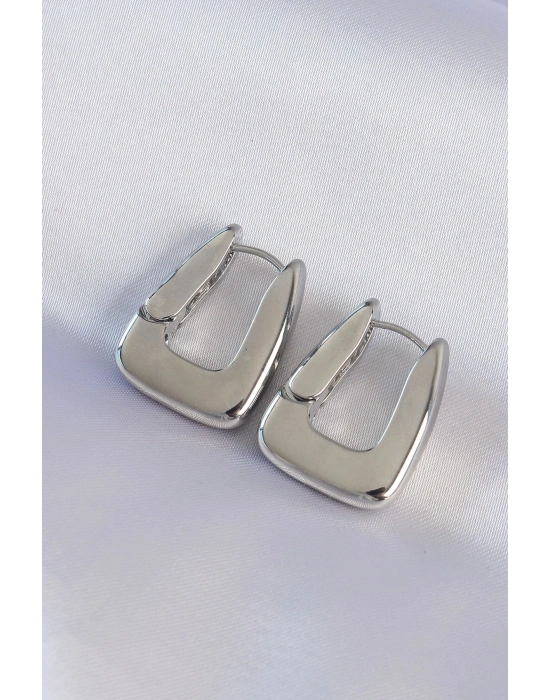 Pirinç Gümüş Renk Kalın Küpe