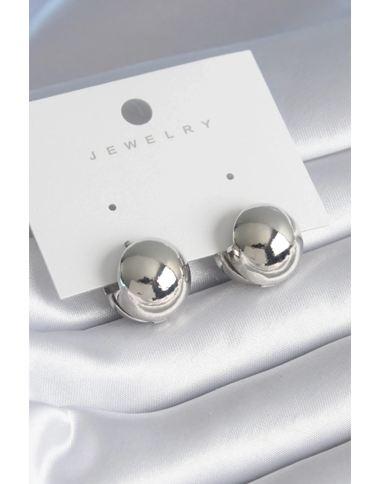 ® Pirinç Gümüş Renk Top Model Kadın Küpe