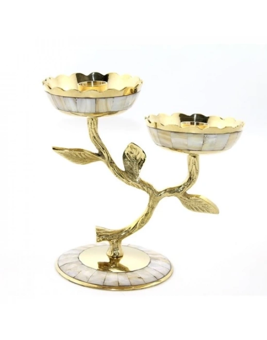 Pirinç Sedefli 2li Şamdan