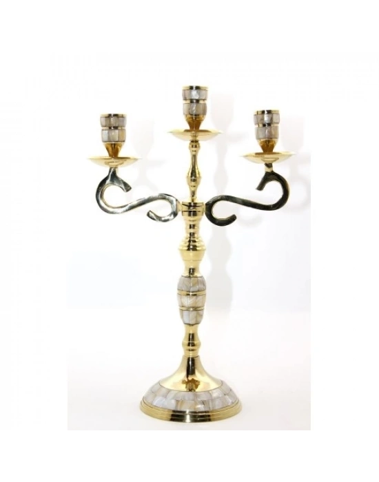 Pirinç Sedefli 3lü Şamdan Model 3