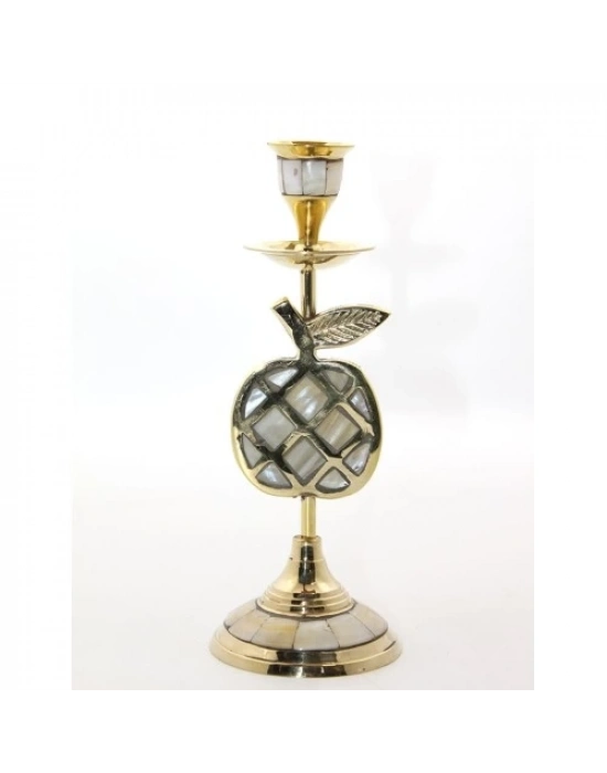 Pirinç Sedefli Tekli Şamdan Model 1