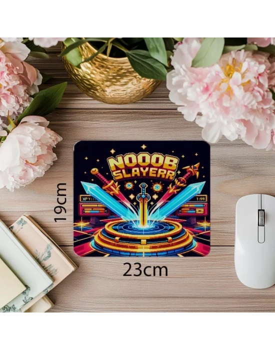 Pixel Savaş Alanı Temalı Eğlenceli Mousepad - 19x23 cm 2 mm Dikdörtgen İthal Baskılı Mouse Pad