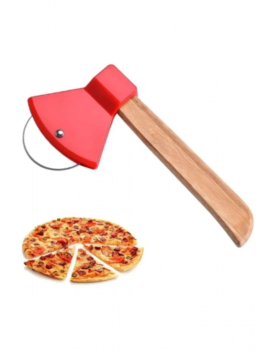 Pizza Kesici Bambu Saplı Balta Görünümlü Oval Kesici Royaleks-RA-311