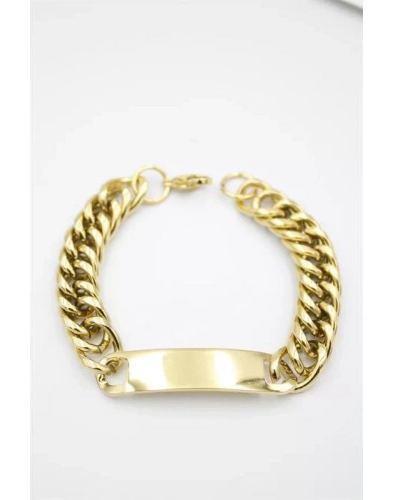 Plaka Zincir Bileklik - Altın