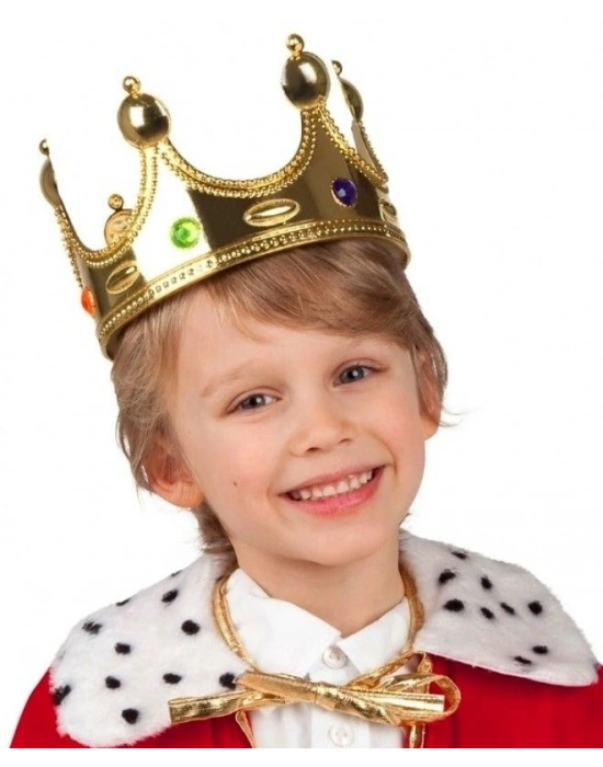 Plastik Kral Tacı Altın Renk Çocuk Boy