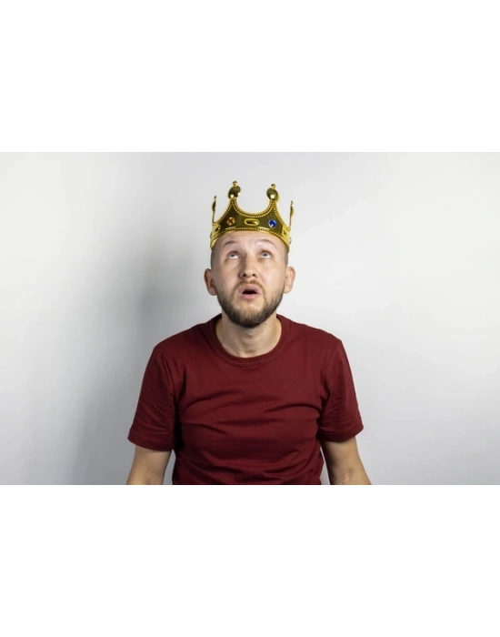 Plastik Kral Tacı Altın Renk Yetişkin Boy 55 Cm