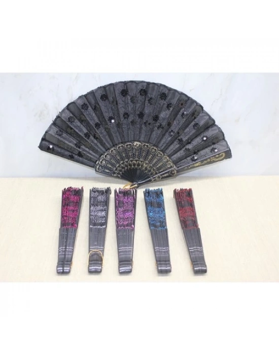 Plastik Pullu Yelpaze Siyah Renk