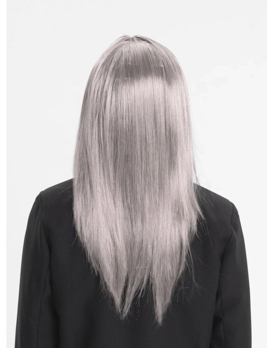 Platin Gri Gümüş Uzun Parti Peruğu