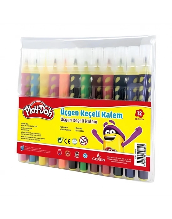 Play-Doh 12 Renk Üçgen Fırça Uçlu Kalem Pp Kutu
