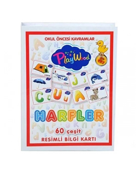 PlayWood Eğitici Resimli Bilgi Kartları Harfler 26