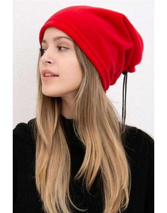 Polar Unisex İpli Bere ve Boyunluk Kırmızı