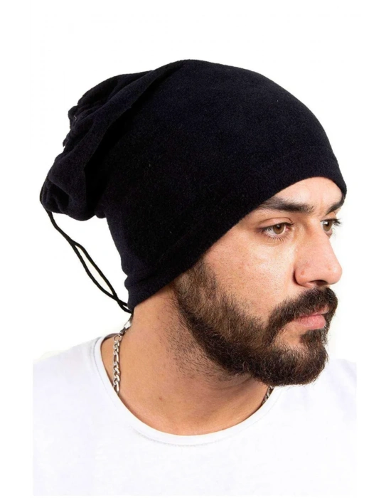 Polar Unisex İpli Bere ve Boyunluk Siyah
