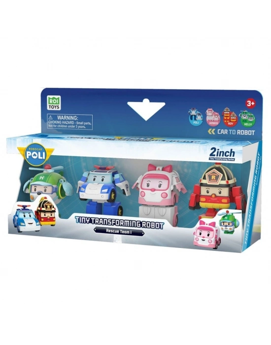 POLI MRT-674 Robocar Poli Mini Transforming Kasabanın Kurtarma Araçları 4lü Set