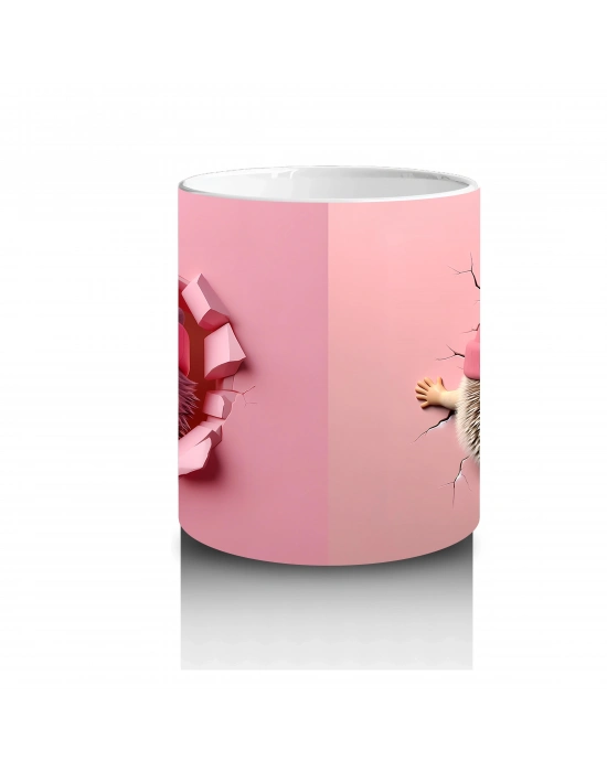 Ponponlu Şapkalı Maskot Kız ve Örgü Bere Figürü – Baskılı Kahve Kupası