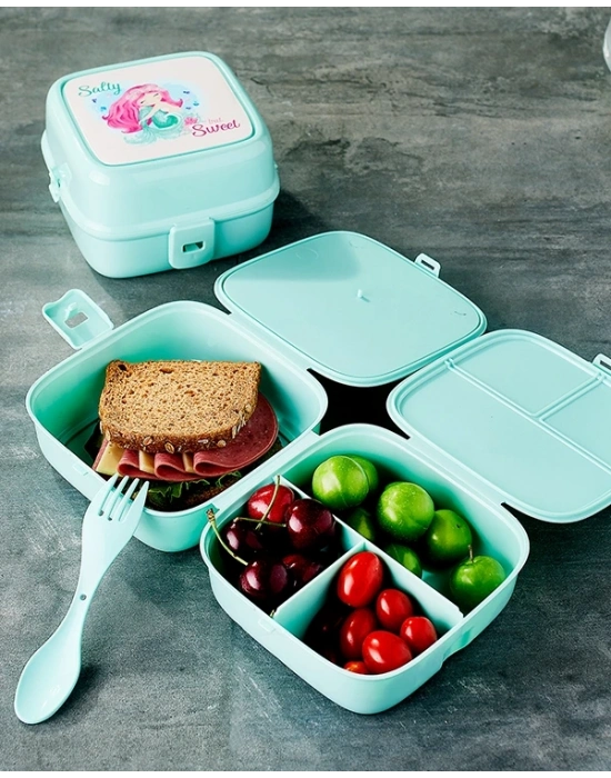 Porky Lol Desenli 4 Bölmeli Çatallı Beslenme Kabı - Diyet Kabı