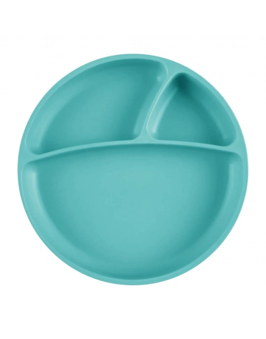 Porsiyon Vakum Tabanlı Silikon Tabak Aqua Green