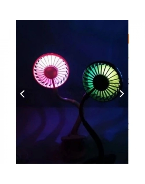 Portatif Işıklı Mini Klipsli Fan