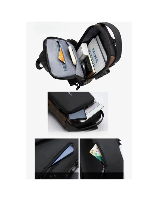 Powerbank Destekli Erkek Ön Göğüs Çantası