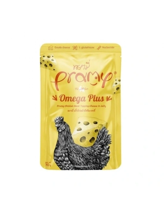 Pramy Omega Plus Jöle İçinde Tavuklu ve Peynirli Pouch Yetişkin Konserve Kedi Maması 1 Adet 70 Gr