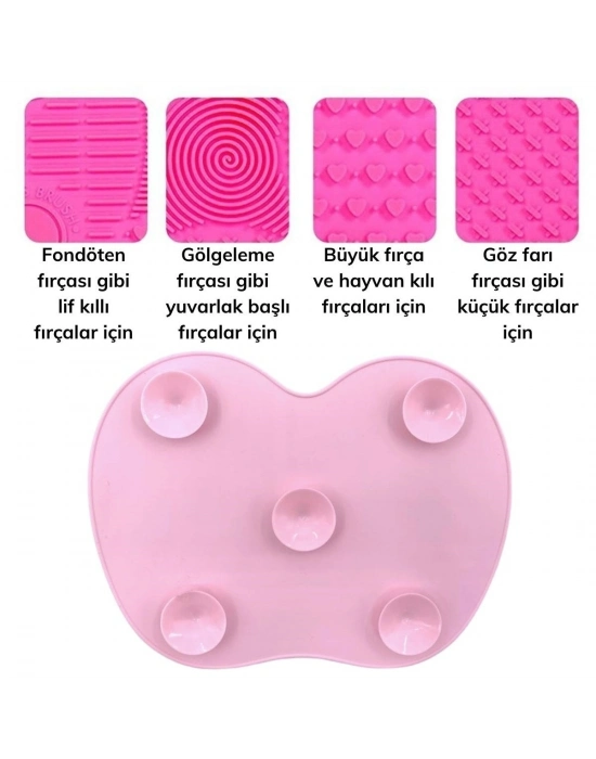 ®  Pratik Kolay Makyaj Fırçası Temizleme Matı Aparatı Aleti Küçük