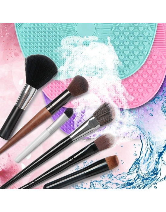 ®  Pratik Kolay Makyaj Fırçası Temizleme Matı Aparatı Aleti Küçük