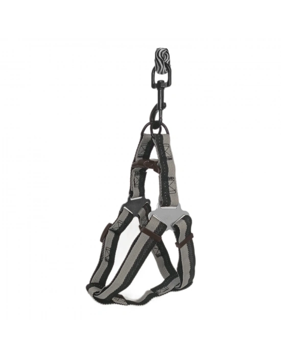 Köpek Göğüs Tasma Seti Dalga Desenli 1.5 cm*35-48 cm Siyah-Beyaz