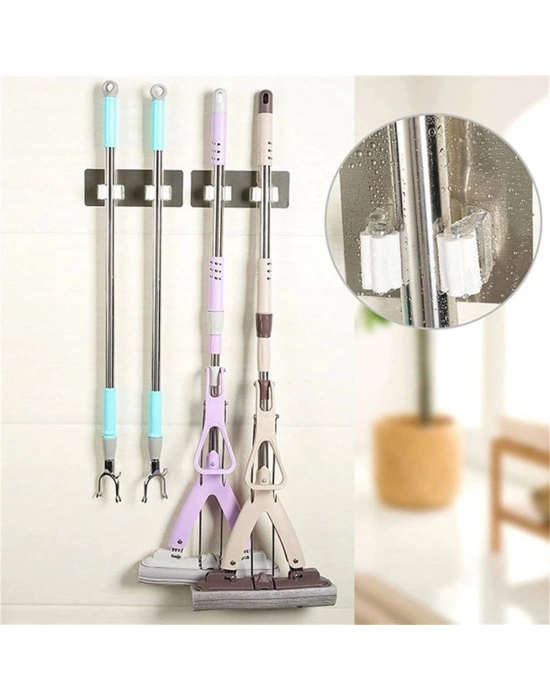®  Pratik Organizer 4lü Yapışkanlı Fırça Paspas Mop Fırça Sabitleyici Ergonomik Alet Aparatı