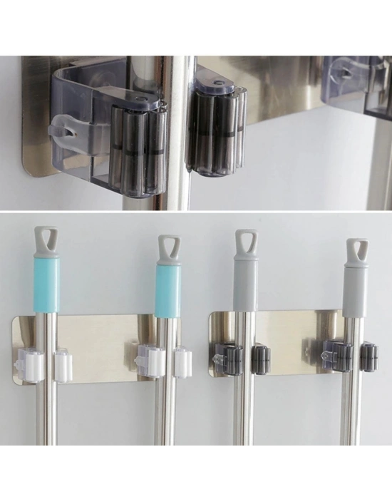 ®  Pratik Organizer 4lü Yapışkanlı Fırça Paspas Mop Fırça Sabitleyici Ergonomik Alet Aparatı