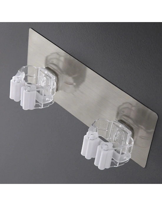 ®  Pratik Organizer 4lü Yapışkanlı Fırça Paspas Mop Fırça Sabitleyici Ergonomik Alet Aparatı