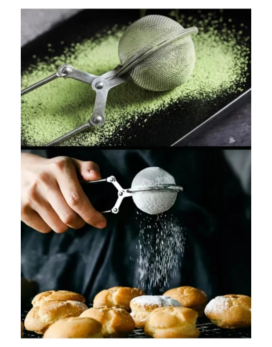 Pratik Paslanmaz Çelik Un Kakao Pudra Şekeri Eleği -maşalı Bitki Çayı Demleme Süzgeci