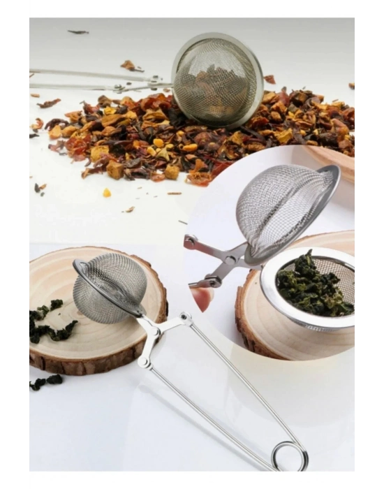 Pratik Paslanmaz Çelik Un Kakao Pudra Şekeri Eleği -maşalı Bitki Çayı Demleme Süzgeci