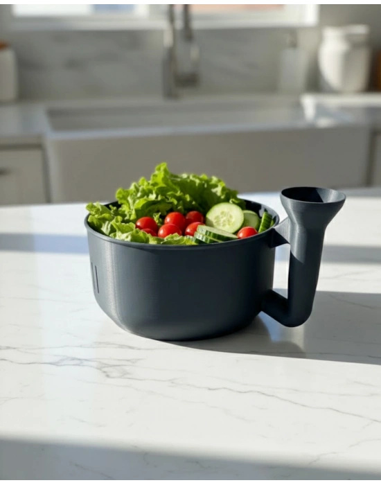 ® Pratik Sebze Yıkayıcı Süzgeçli Hazneli Ergonomik Saplı Mutfak Yardımcısı